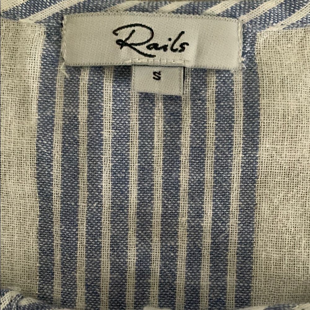 RAILS Ashlyn Midi Dress in Levanzo Blue White Silver Stripes Linen Blend Sz S - Picture 6 of 13